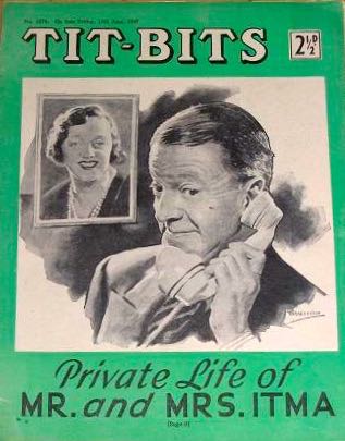 Tommy Handley, a famous face in 1955, on the cover of weekly magazine Tit-Bits